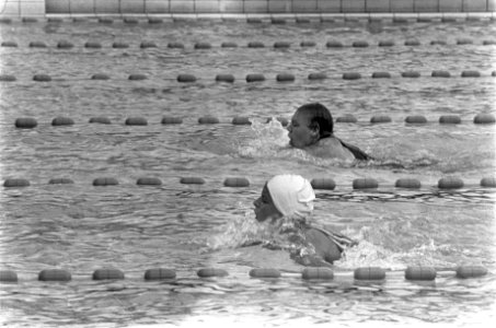 Nederlandse Kampioenschappen zwemmen, 200 meter schoolslag strijd tussen Klenie, Bestanddeelnr 919-4128