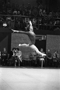 Nederlandse kampioenschappen turnen in Tiel Gerrie van Soeren tijdens vrije oef, Bestanddeelnr 929-4139