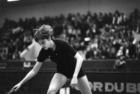 Nederlandse kampioenschappen tafeltennis in Utrecht, Bettine Vriesekoop in aktie 15 maart 1981, Bestanddeelnr 931-3752
