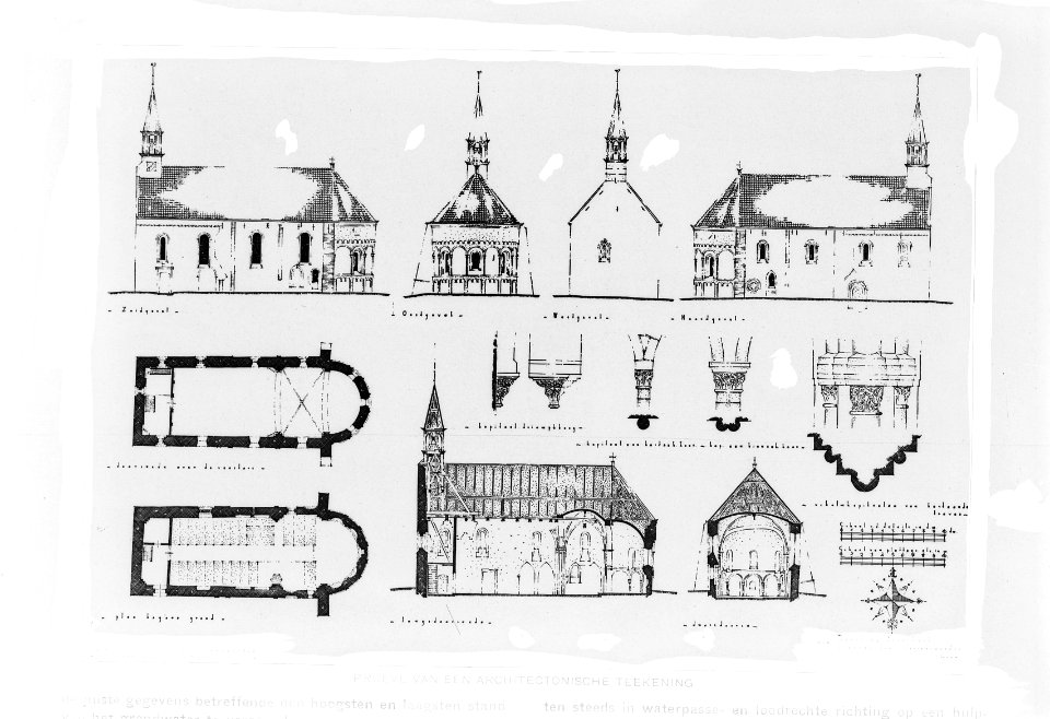 Ned Hervormde kerk te Oldenzijl Tekening van plattegrond en opstanden, Bestanddeelnr 253-7295