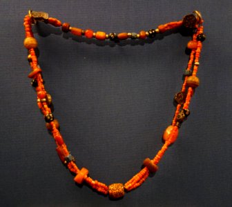 Necklace, Afghanistan, late 20th century, silver, coral, amber, carnelian, glass, stone, cotton - Fernbank Museum of Natural History - DSC09960