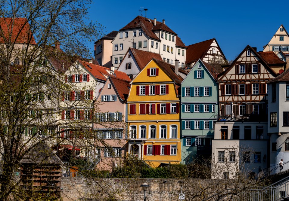Neckarfront in Tübingen gesehen vom Tagblatt-Eck 2019