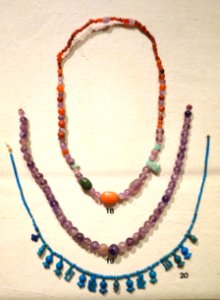 Necklaces, Egypt, 18 Middle Kingdom, 2055-1650 BC stones, 19 Dynasty 21 1985-1773 BC amethyst, 20 New Kingdom 1550-1069 BC faience - Albany Institute of History and Art - DSC08199