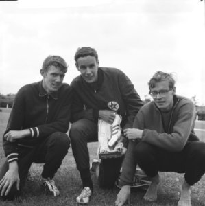 Nederlandse jeugdkampioenschappen atletiek in Delft Rudo Lieverse , Fred van Her, Bestanddeelnr 914-0855
