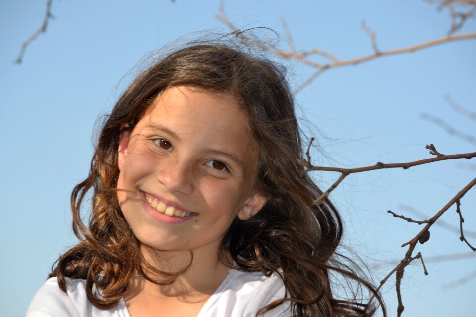 The face curly hair smile