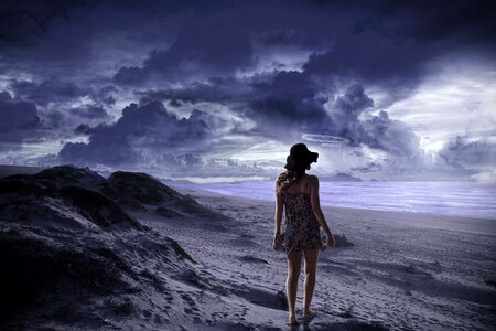 Lonely sea blue beach