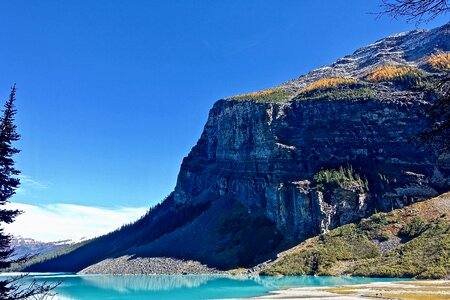 Cliff face glacier reflection photo