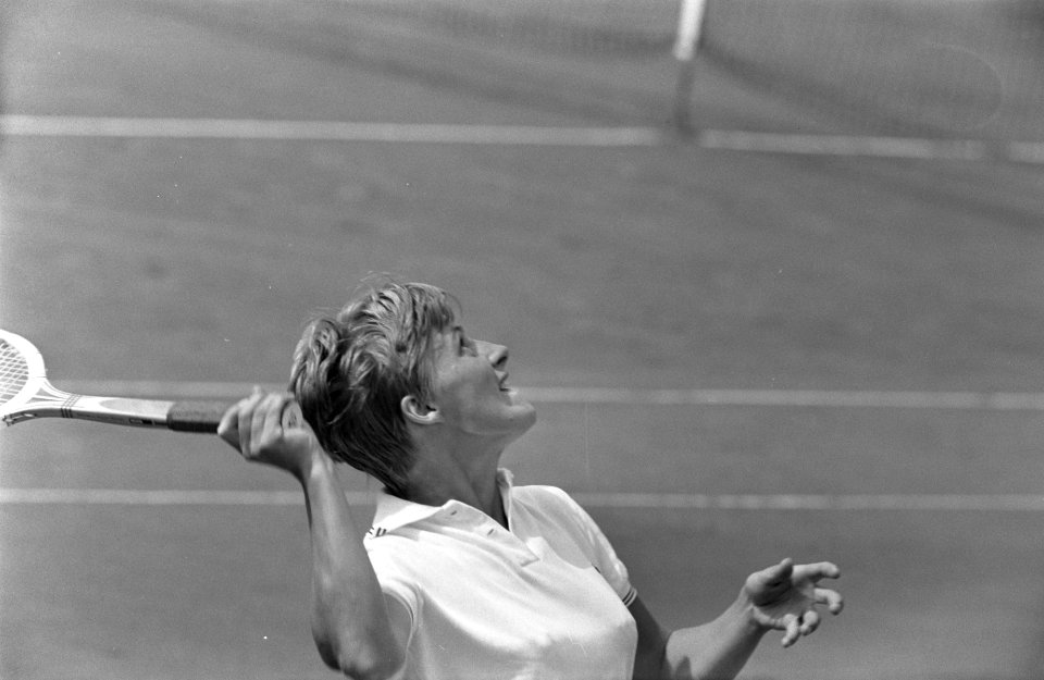 Nationale tenniskampioenschappen op Mets-banen in Scheveningen nr. 1 M. Schaar , Bestanddeelnr 922-7018
