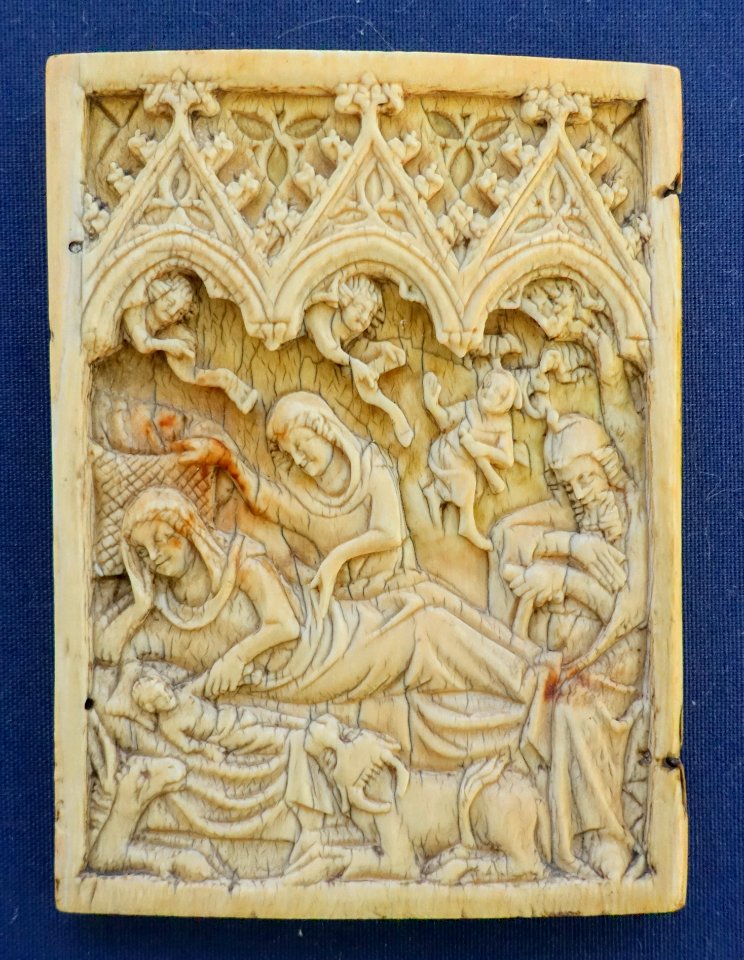 Nativity of Christ, wing from a diptych, Western Germany, 1350-1375, ivory - Germanisches Nationalmuseum - Nuremberg, Germany - DSC03638