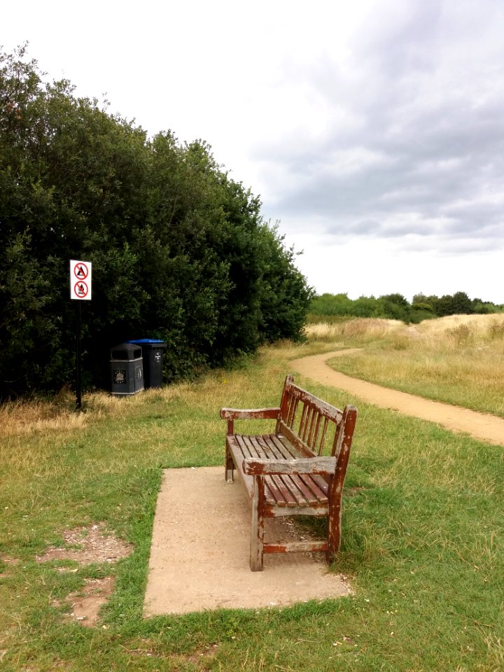 Neasden Recreation Ground - Bench, signs and bins