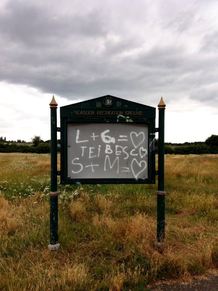 Neasden Recreation Ground - Sign with graffiti