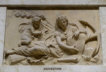 Navigation by Joseph Panzetta and Thomas Dubbin, Coade Stone Factory, 1819, based on designs by John Bacon (1740-1799) - Bank of Montreal Main Montreal Branch - Montreal, Canada - DSC08500 photo