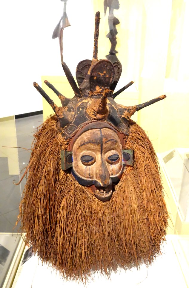 Ndeemba Mask for N-khanda initiation - Yaka people, Bandundu province, Democratic Republic of the Congo, early 20th century, wood, raffia fiber, pigment - Brooklyn Museum - Brooklyn, NY - DSC08586