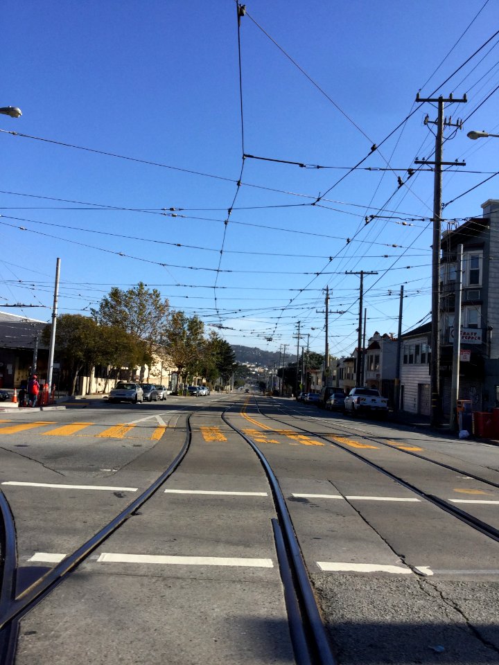 MUNI Streetcar Tracks San Jose Ave in San Francisco California