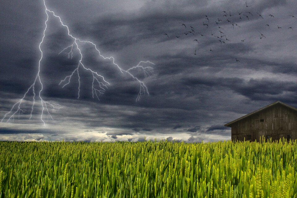 Lightning dark landscape