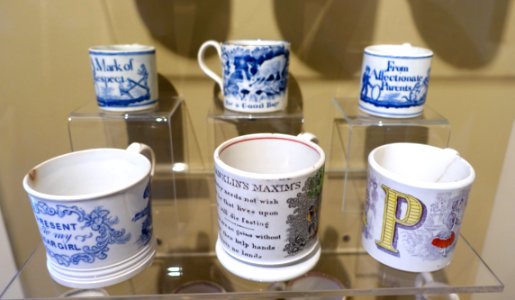 Mugs for children, Staffordshire, England, 1830-1860, glazed earthenware - Concord Museum - Concord, MA - DSC05742