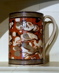 Mug with slip-marbled decoration, England, c. 1800, earthenware - Concord Museum - Concord, MA - DSC05752