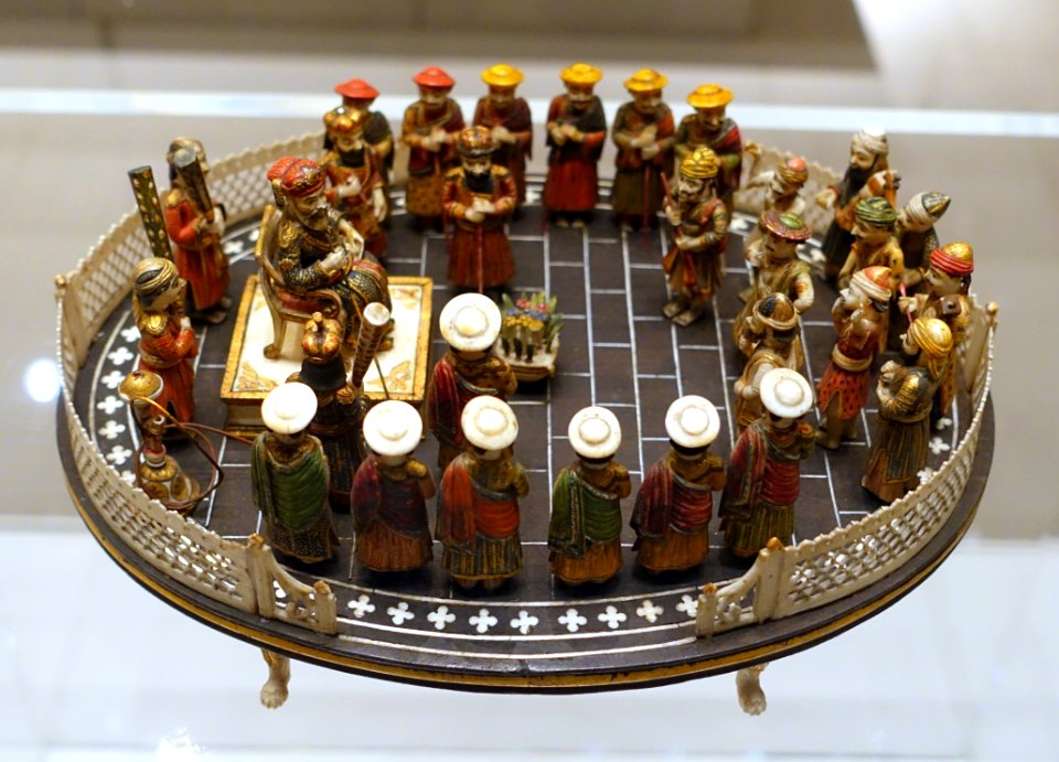 Mughal audience, North India, Delhi, Company style, c. 1840, wood, ivory, painted, from the former estate of Prince Waldemar of Prussia - Ethnological Museum, Berlin - DSC01531