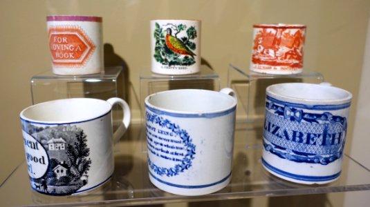 Mugs for children, Staffordshire, England, 1830-1860, glazed earthenware - Concord Museum - Concord, MA - DSC05741