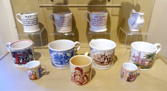 Mugs for children, Staffordshire, England, 1830-1860, glazed earthenware - Concord Museum - Concord, MA - DSC05743