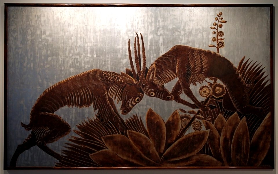 Musée du quai Branly Peintures des lointains Jean Dunand Antilopes affrontées 1942 03012019 6276