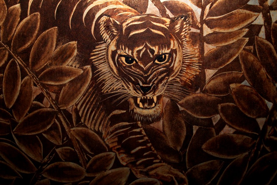 Musée du quai Branly Peintures des lointains Jean Dunand Tigre à l'affût Détail 1930 03012019 6284