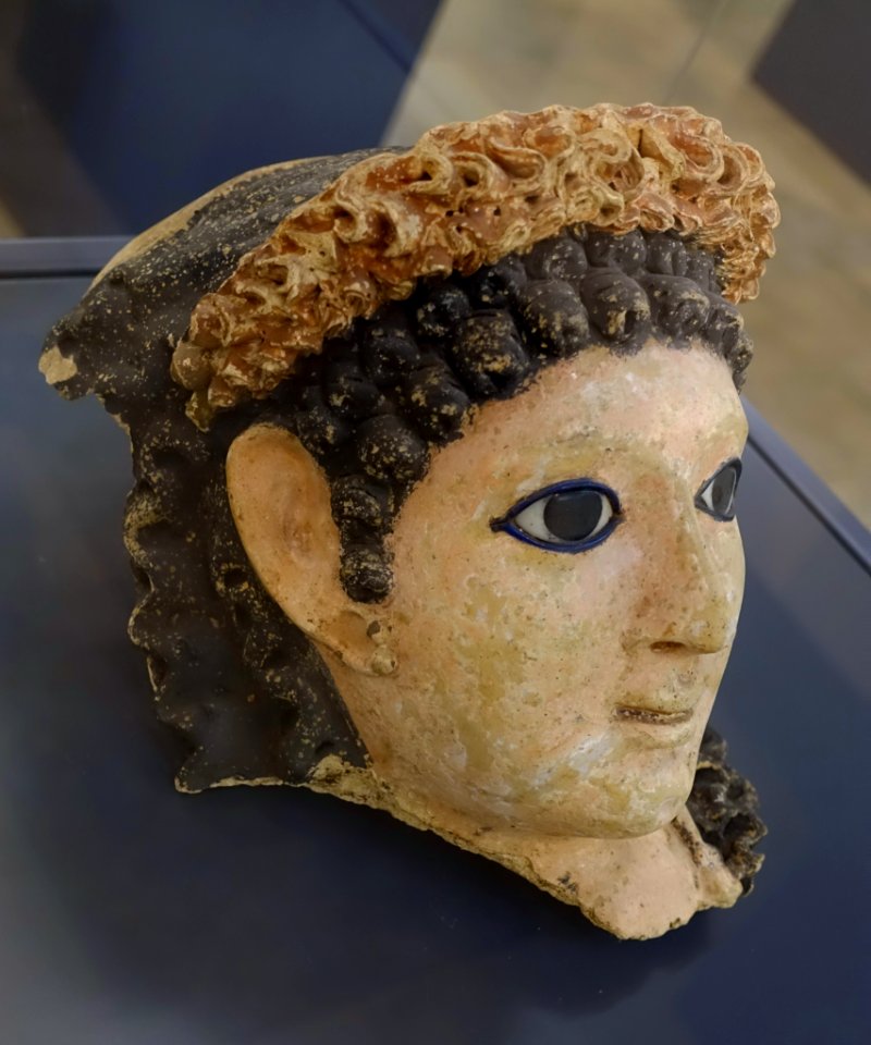 Mummy mask, middle Egypt, 1st century BC, plaster, view 2, Z 755 - Martin von Wagner Museum - Würzburg, Germany - DSC05354