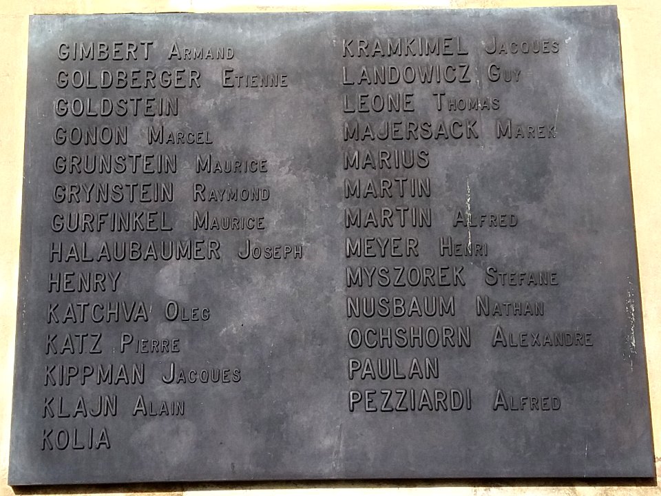 Musée de la Résistance et de la Déportation de Vénissieux, hommage aux combattants FTP-MOI, plaque 3
