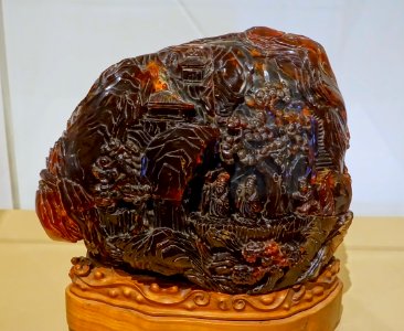 Mountain with Daoist immortals, Nepal, 1700s-1800s, amber - John and Mable Ringling Museum of Art - Sarasota, FL - DSC00751