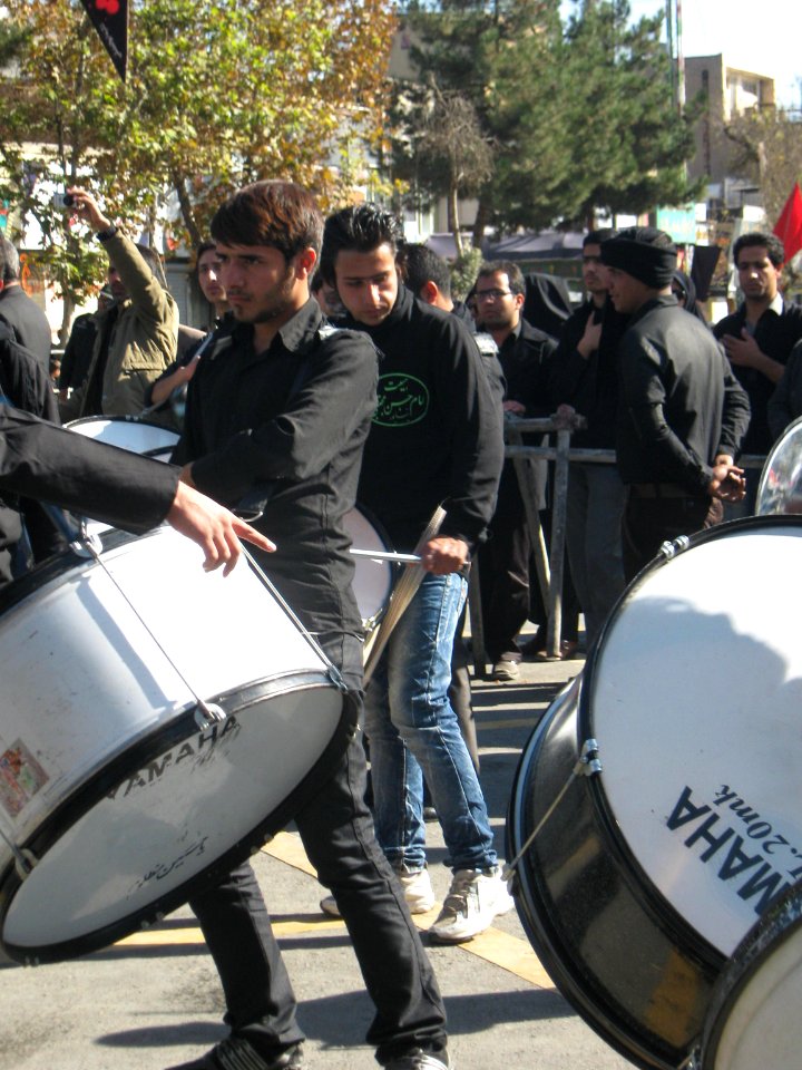 Mourning of Muharram - November13,2013 - Muharram 9,1435 Tasu'a - Zanjir,Mourners Line,Drummer - Nishapur 074