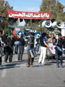 Mourning of Muharram - November13,2013 - Muharram 9,1435 Tasu'a - Zanjir,Mourners Line,Drummer - Nishapur 033