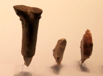 Mousterian & Aurignacian Cultures, Stone Burins used for incising stone and wood, Qafzeh, Hayonim, el-Wad Cave, 250,000-22,000 BP Israel (detail)