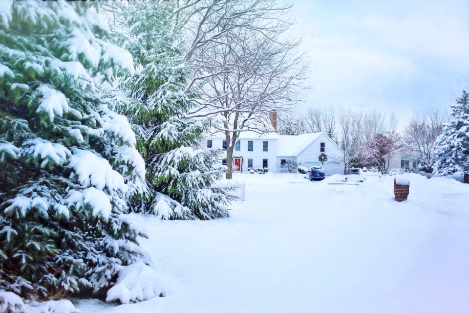 Winter neighborhood house