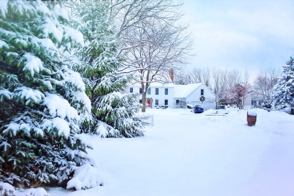 Winter neighborhood house photo