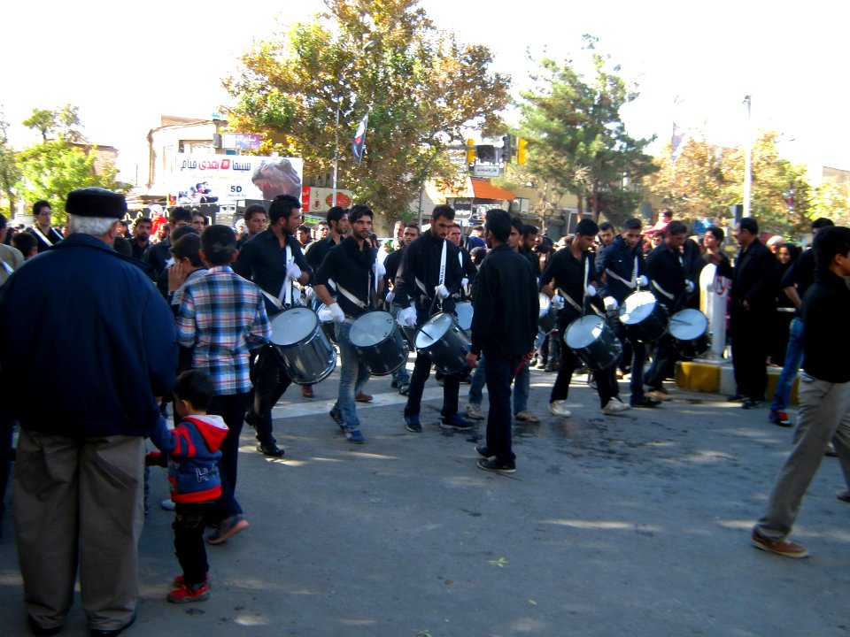 Mourning of Muharram - November13,2013 - Muharram 9,1435 Tasu'a - Zanjir,Mourners Line,Drummer - Nishapur 079