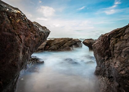 Rocks fog blur photo