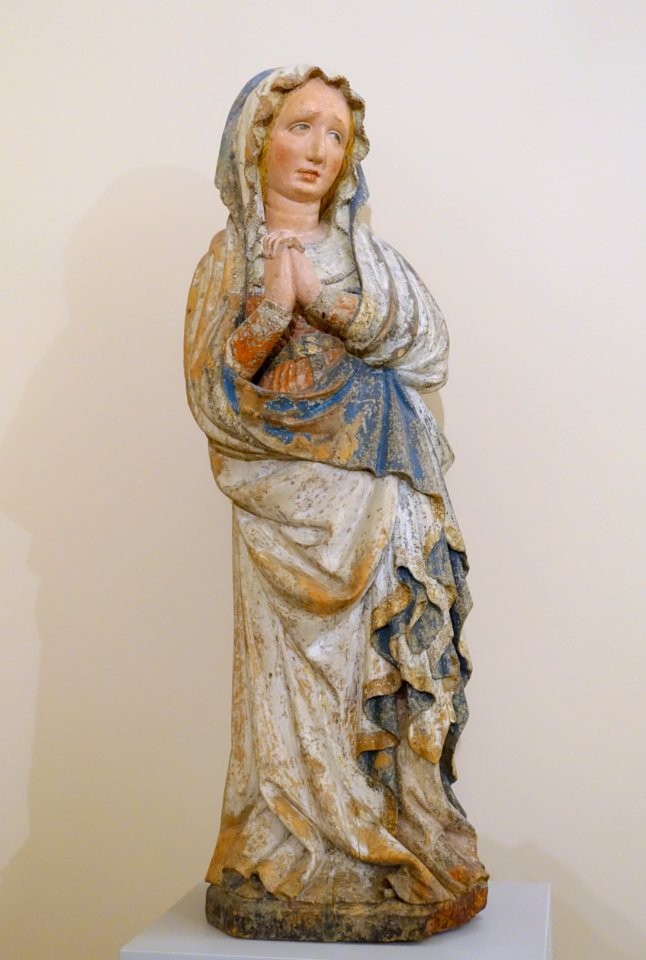 Mourning Virgin from a Crucifixion, Steiermark, c. 1420-1425, Swiss pine - Bode-Museum - DSC03475