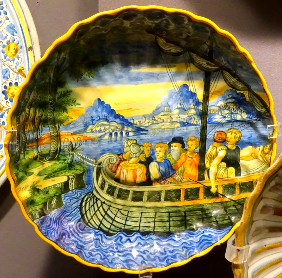 Moulded plate, Italy, Urbino, or possibly France, late 1500s, maiolica - Museum of Anthropology, University of British Columbia - DSC08997