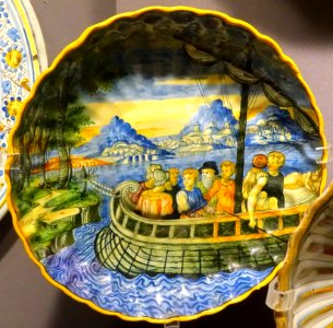 Moulded plate, Italy, Urbino, or possibly France, late 1500s, maiolica - Museum of Anthropology, University of British Columbia - DSC08997