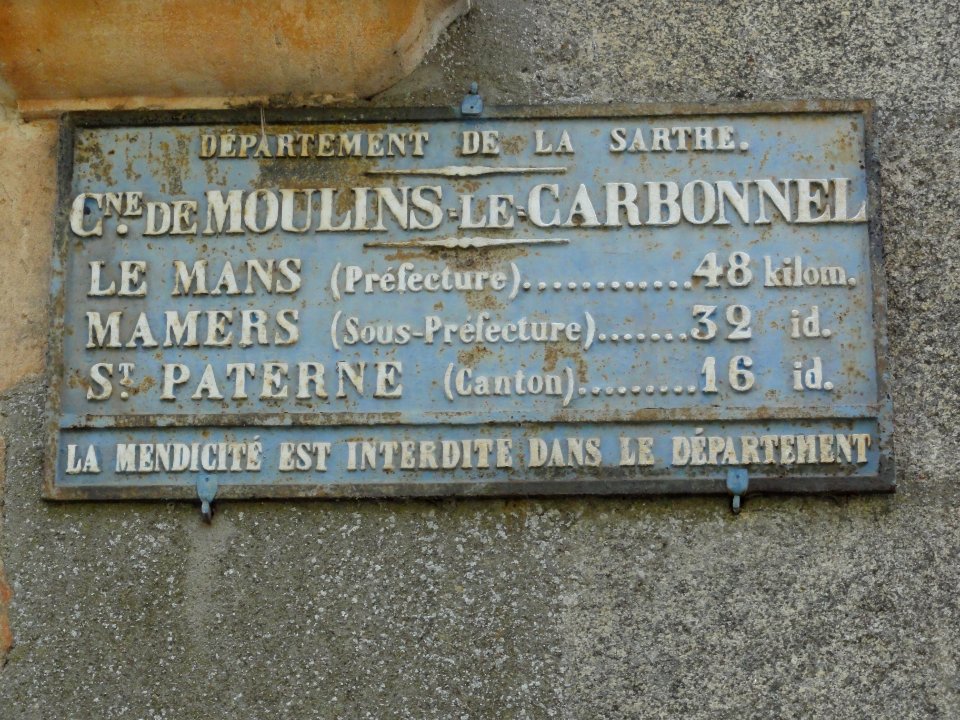 Moulins-le-Carbonnel (Sarthe) plaque de cocher