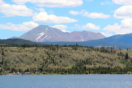 Mount Guyot (Colorado) viewed from Dillon Reservoir July 2016 photo