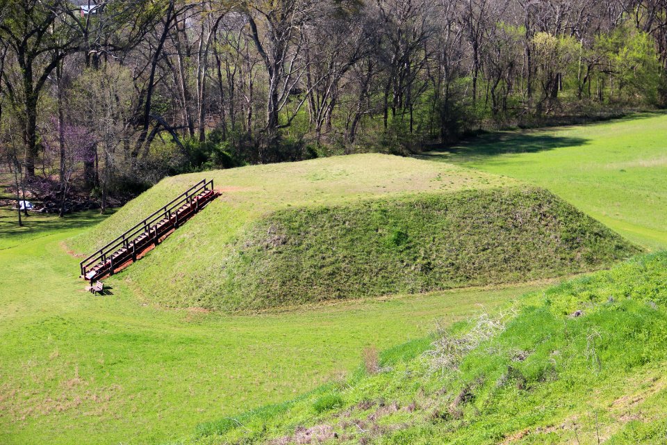 Mound C seen from Mound B, Etowah Indian Mounds, April 2017