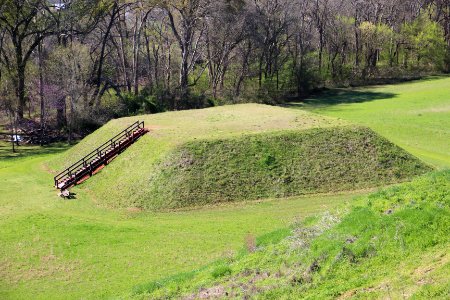 Mound C seen from Mound B, Etowah Indian Mounds, April 2017