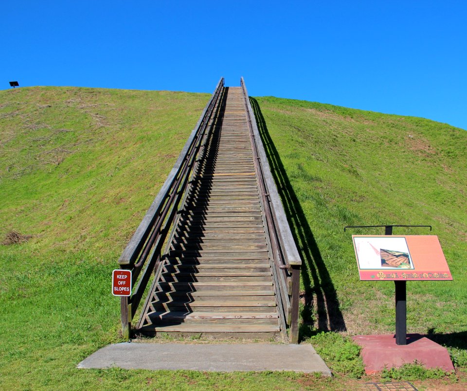 Mound A stairs - Etowah Indian Mounds, April 2017