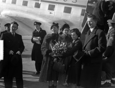 Mrs. Josphine MacNeill , Iers gezante in Den Haag aangekomen op Schiphol, Bestanddeelnr 903-7973