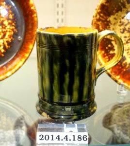 Mug, American or English, c. 1830, lead-glazed yellow earthenware, item HD 2014.4.186 - Flynt Center of Early New England Life - Deerfield, Massachusetts - DSC04168