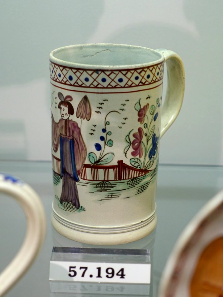 Mug, Staffordshire, England, 1790-1810, pearlware, overglaze enamels, HD 57.194 - Flynt Center of Early New England Life - Deerfield, Massachusetts - DSC04634