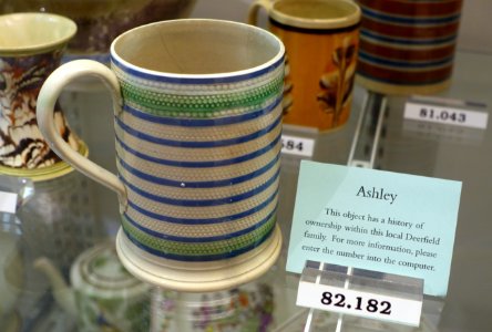 Mug, England, probably Staffordshire, 1810-1820, dipped ware (pearlware, slip) HD 82.183 - Flynt Center of Early New England Life - Deerfield, Massachusetts - DSC04645