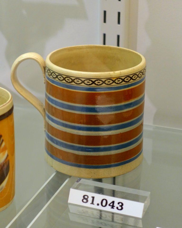 Mug, Staffordshire, England, 1810-1840, dipped ware (pearlware, slip), HD 81.043 - Flynt Center of Early New England Life - Deerfield, Massachusetts - DSC04650