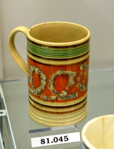 Mug, Staffordshire, England, 1820-1840, dipped ware (pearlware, slip), HD 81.045 - Flynt Center of Early New England Life - Deerfield, Massachusetts - DSC04653